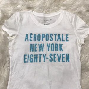 Aeropostale T-shirt with Sparkly Blue Words